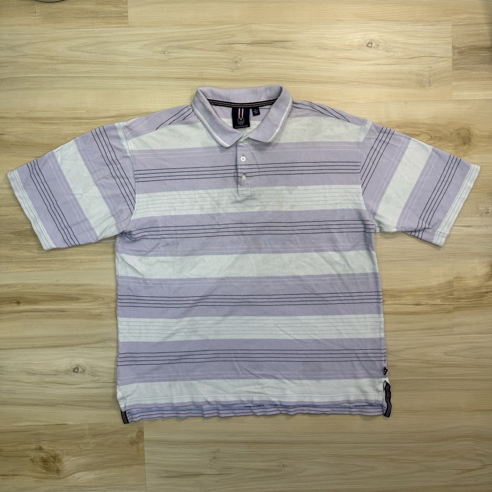 Vintage Phat Farm Mens Polo Shirt XL Lavender Purple Striped Y2K Hip Hop Baggy